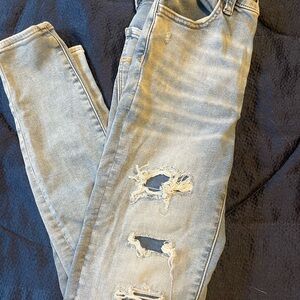 American Eagle Outfitters Ripped Light Blue Skinny Jeans